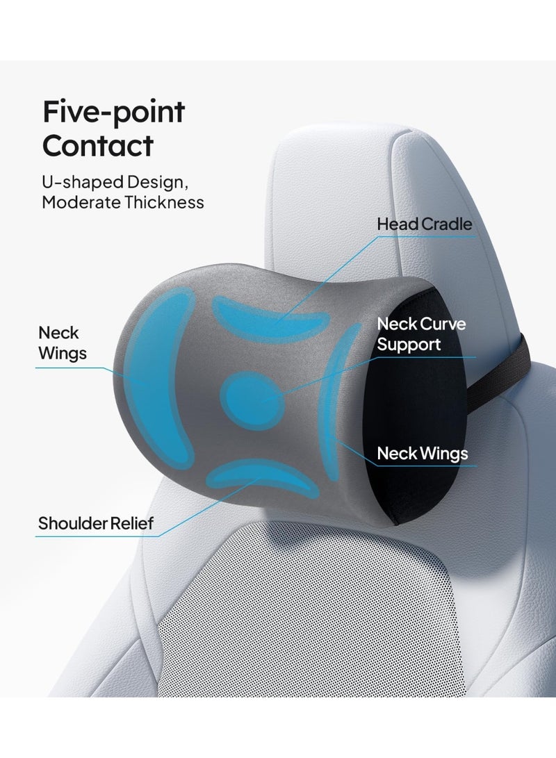 Car Neck Pillow Set – Soft Headrest Support with Adjustable Strap, Odorless Memory Foam, Removable Cover, Comfortable Fit for All Vehicles (2 Pack) - Image 5